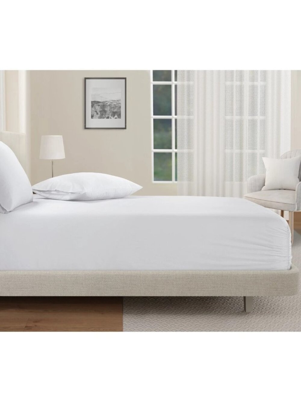SleepRX 300 Thread Count 4-Pc. Sheet Set, Cotton-Bamboo - Bright White - Picture 4 of 5